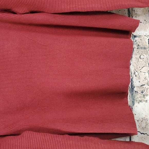 Worthington | New Orleans Red Flirty Boho Ribbed Knit Sweater - Picture 5 of 10